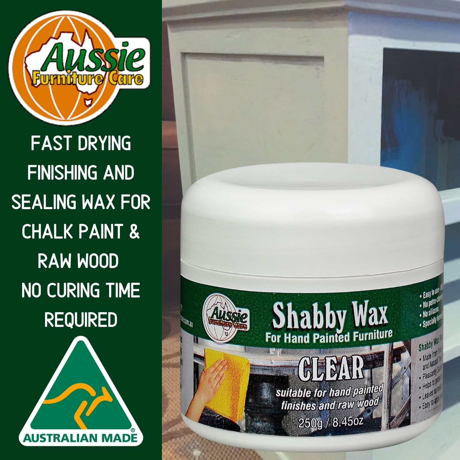 Australian Made SWHPF250C AFC Shabby Wax Finishing Wax Paste Clear 250Gr Jar Image 1 